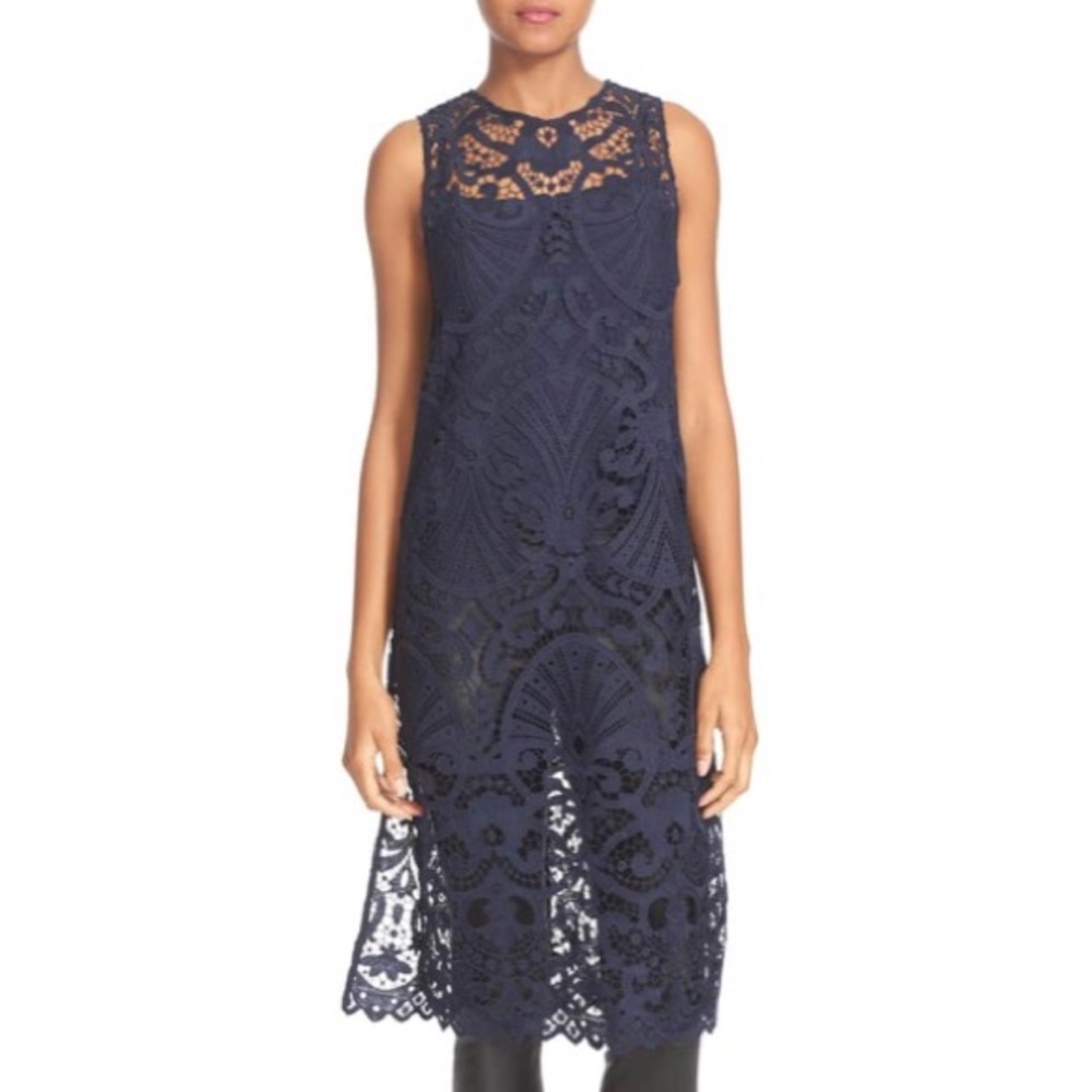 🦋🆕 Alice + Olivia ღ Kelissa Guipure Lace Tunic - Picture 1 of 8